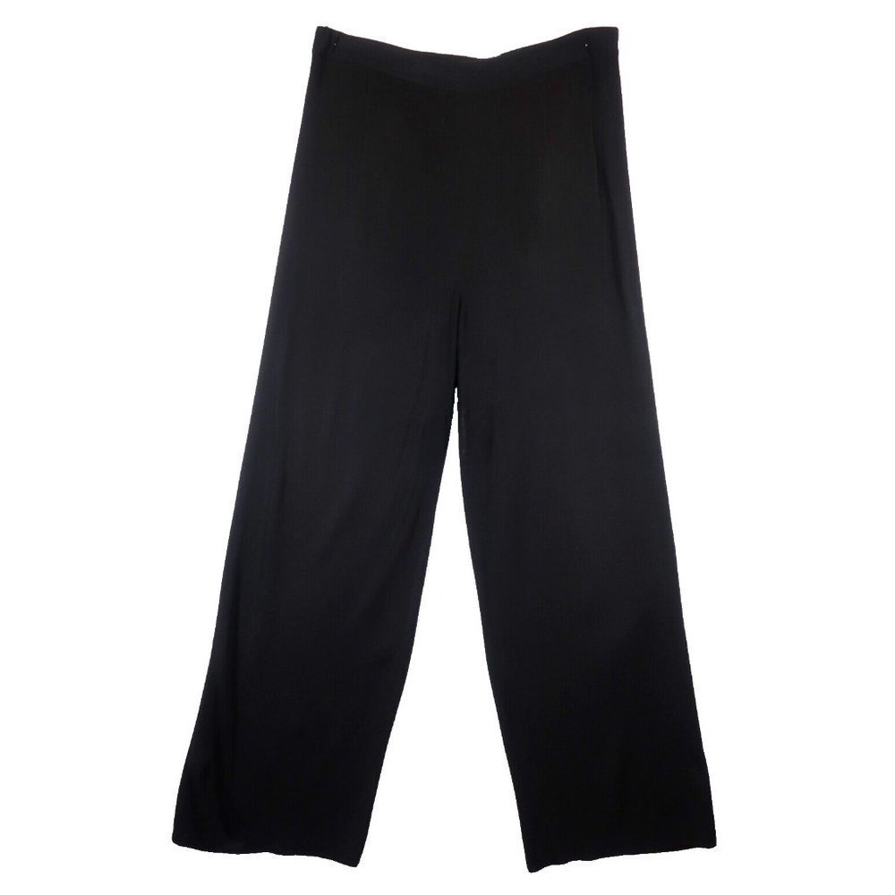 Exclusively Misook Woman Black Wide Leg Pants Pull On Acrylic Blend Size 1X - Picture 1 of 15